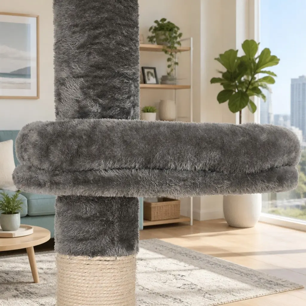 Cat Tree 290cm Floor to Ceiling Scratching Post Tower Bed 5 Levels Plush Cover