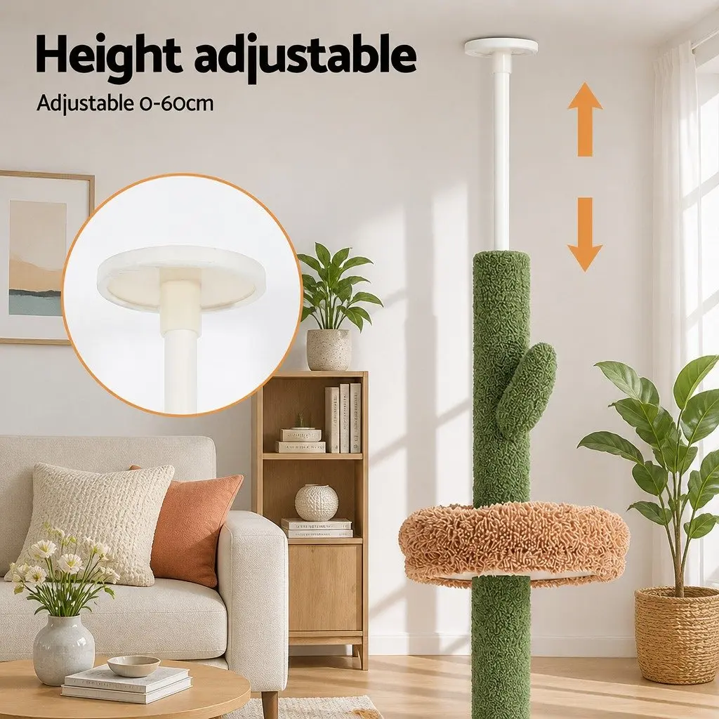 Cat Tree Scratching Post for Floor to Ceiling Use 290cm Adjustable Multi Level