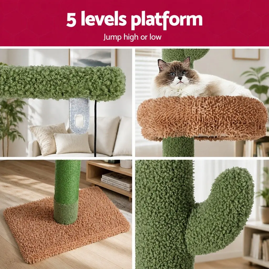 Cat Tree Scratching Post for Floor to Ceiling Use 290cm Adjustable Multi Level