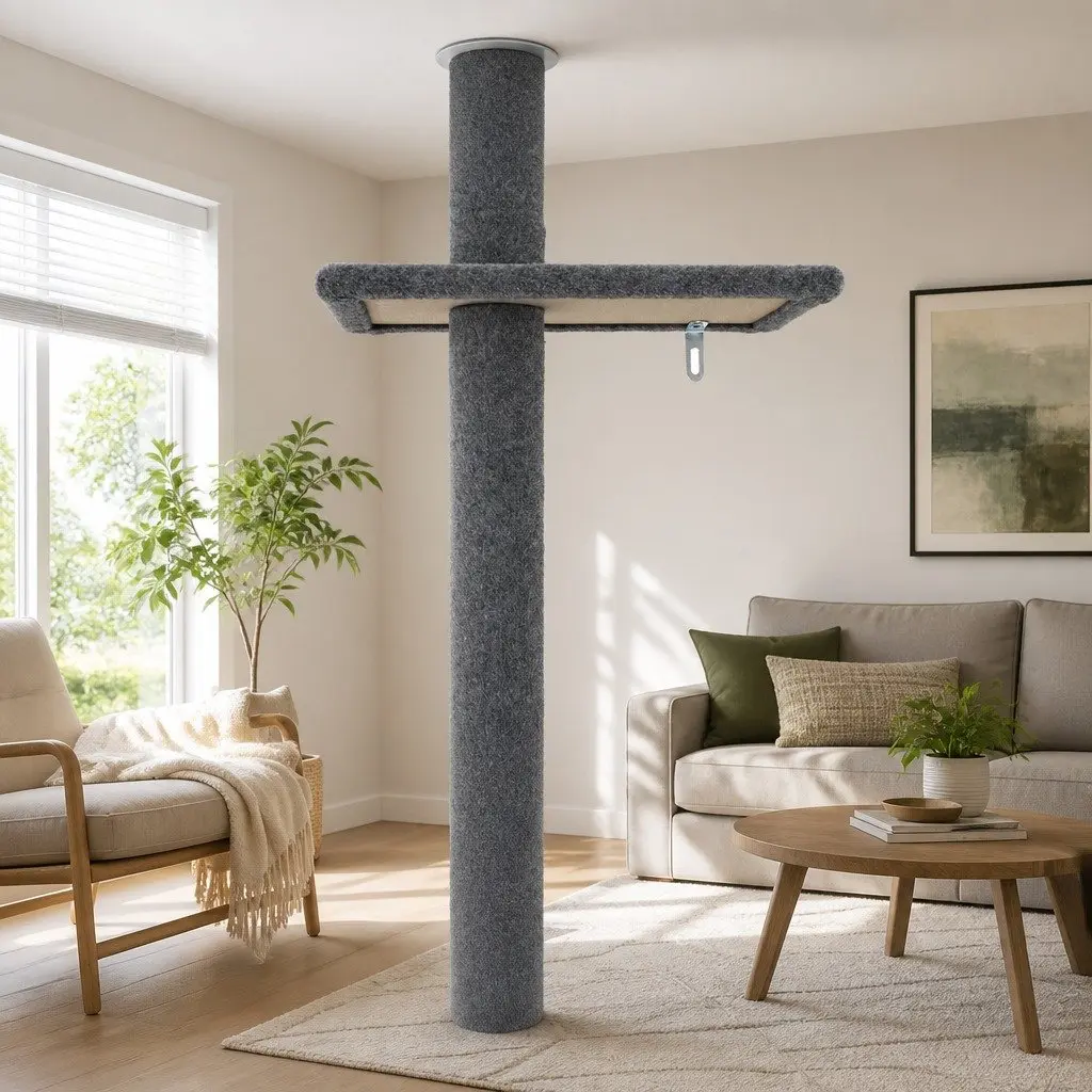Cat Scratching Post Floor to Ceiling 290cm Grey 4 Platforms