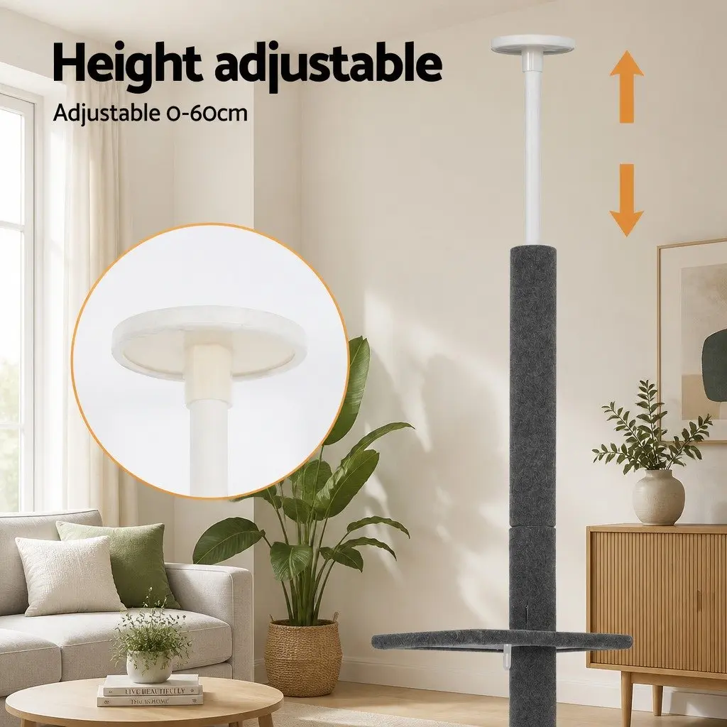 Cat Scratching Post Floor to Ceiling 290cm Grey 4 Platforms