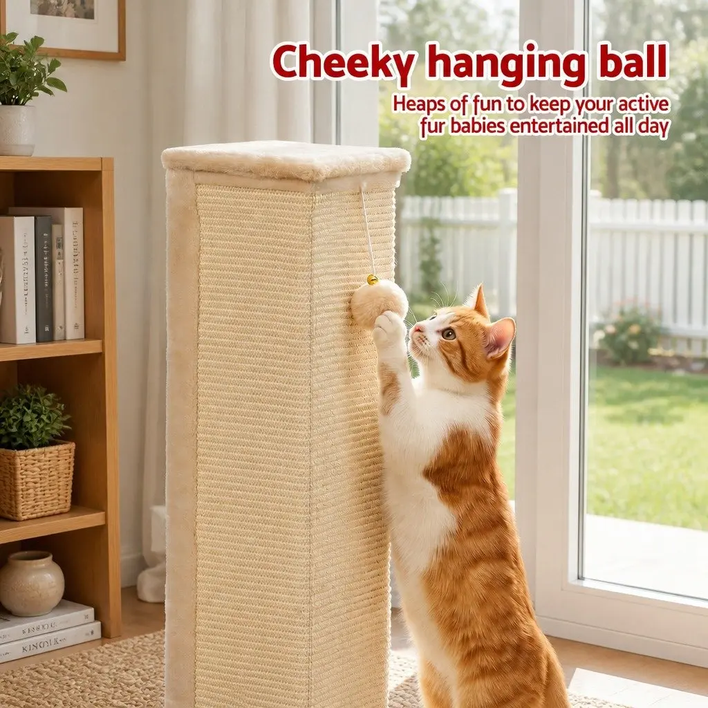 Cat Scratching Post 89cm Tall Tower Condo Bed House Perch Climbing Scratcher