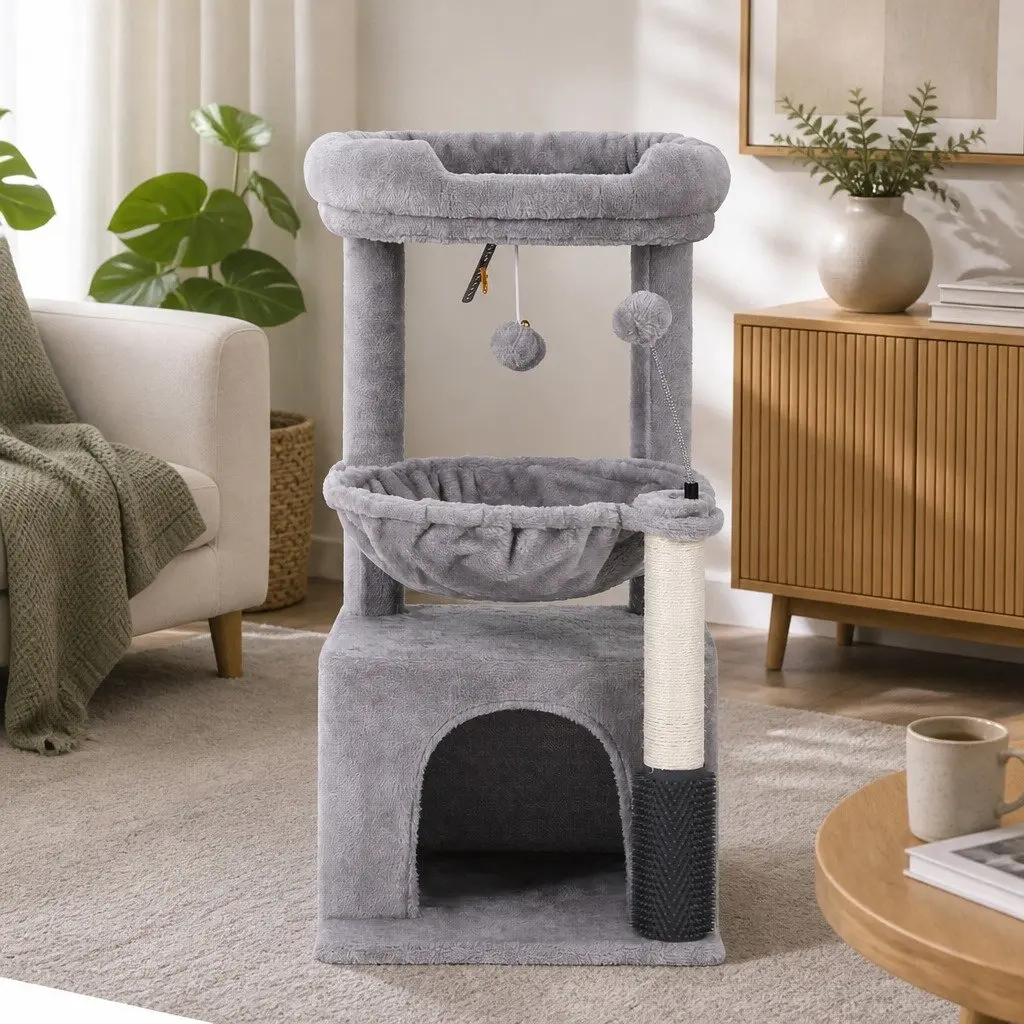 Cat Tree Tower 82cm Scratching Post Multi-Level Platform Perches House Light