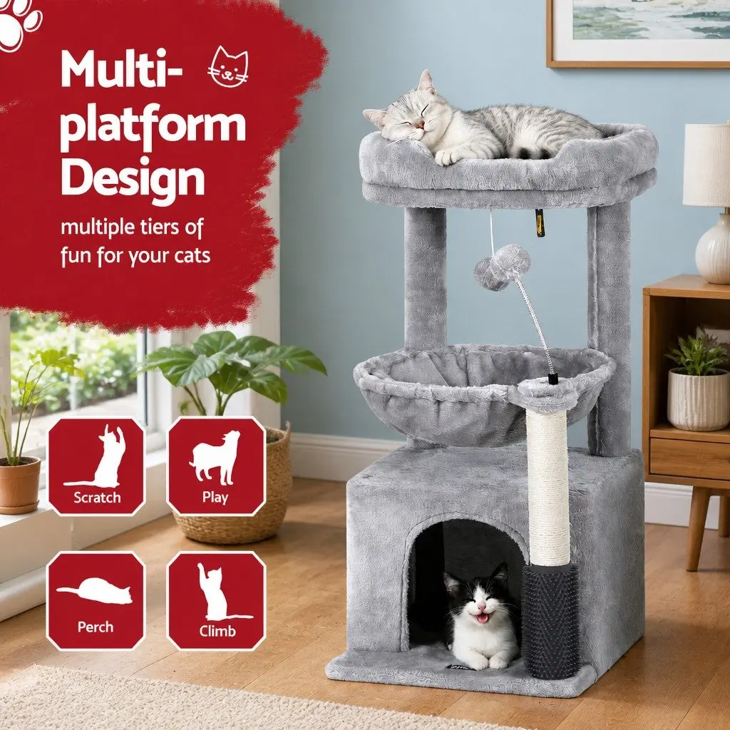 Cat Tree Tower 82cm Scratching Post Multi-Level Platform Perches House Light