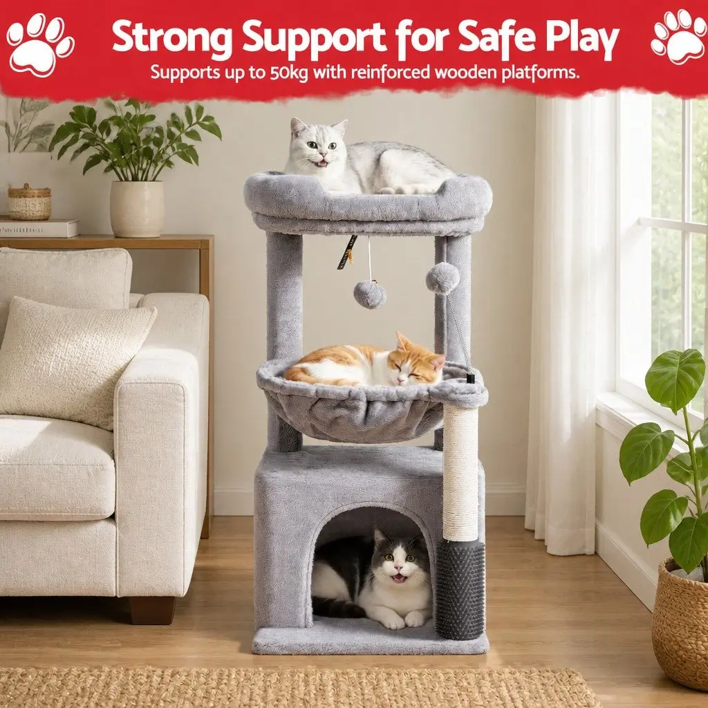 Cat Tree Tower 82cm Scratching Post Multi-Level Platform Perches House Light
