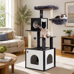 Cat Tree Tower 144cm with Sisal Posts and Plush Covering