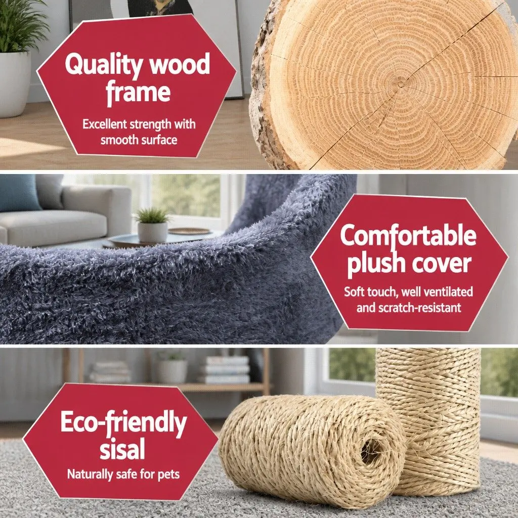Cat Tree for Cats 126cm Multi-Level Scratching Post Condo House Grey