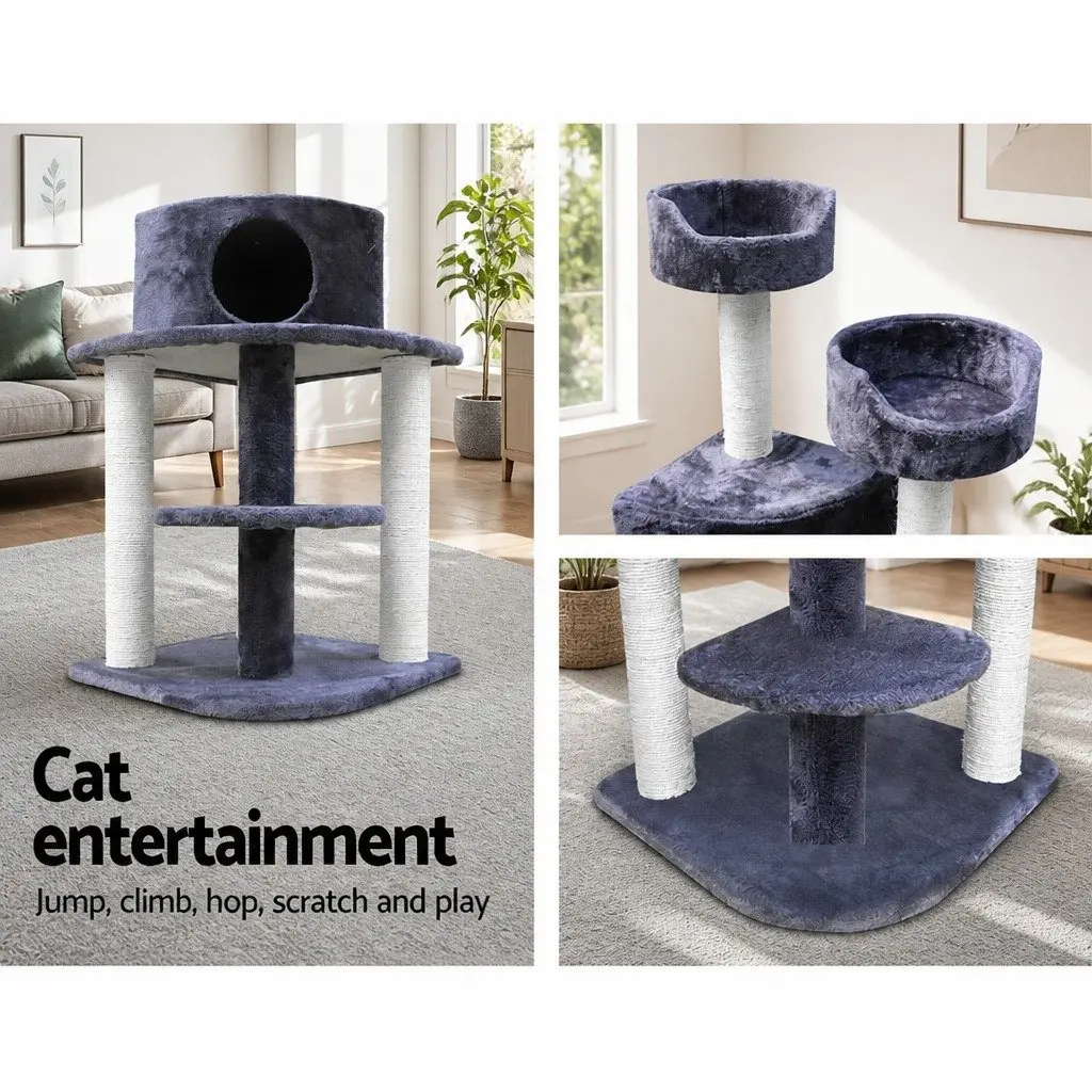 Cat Tree for Cats 126cm Multi-Level Scratching Post Condo House Grey
