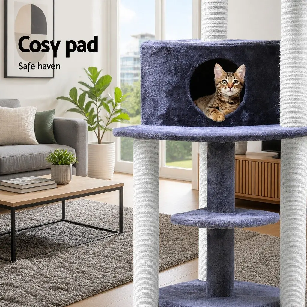 Cat Tree for Cats 126cm Multi-Level Scratching Post Condo House Grey