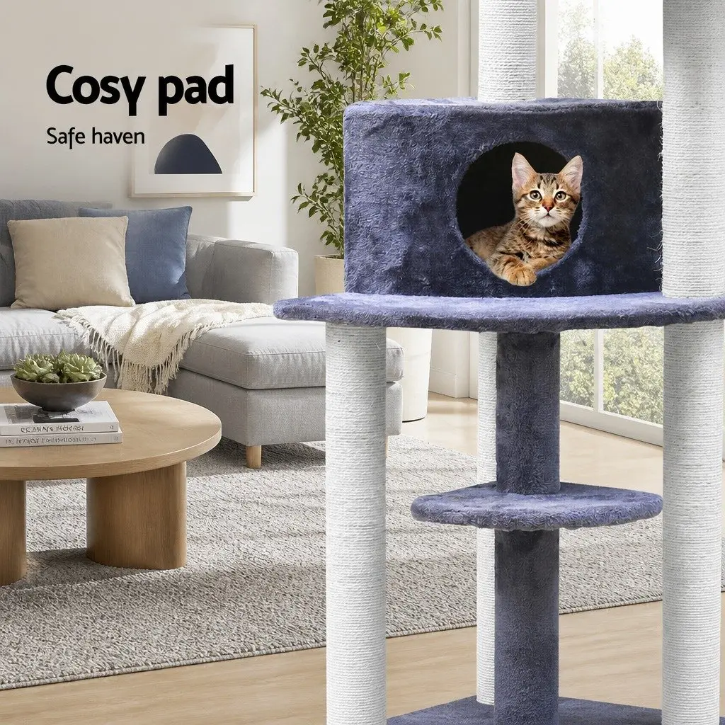 Cat Tree for Cats 126cm Multi-Level Scratching Post Condo House Grey