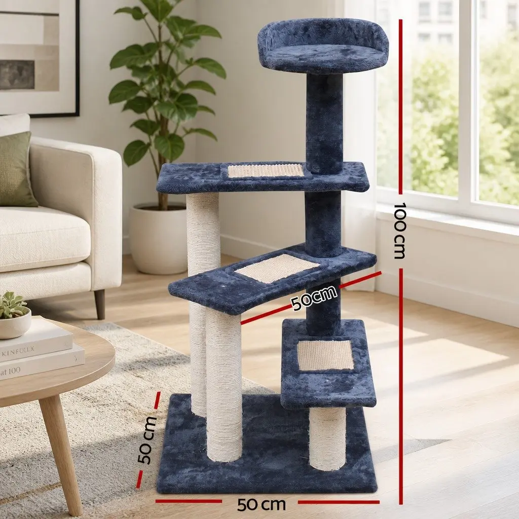 Cat Scratching Post Tree for Cats 100cm Multi-Level Condo with Platforms and Steps