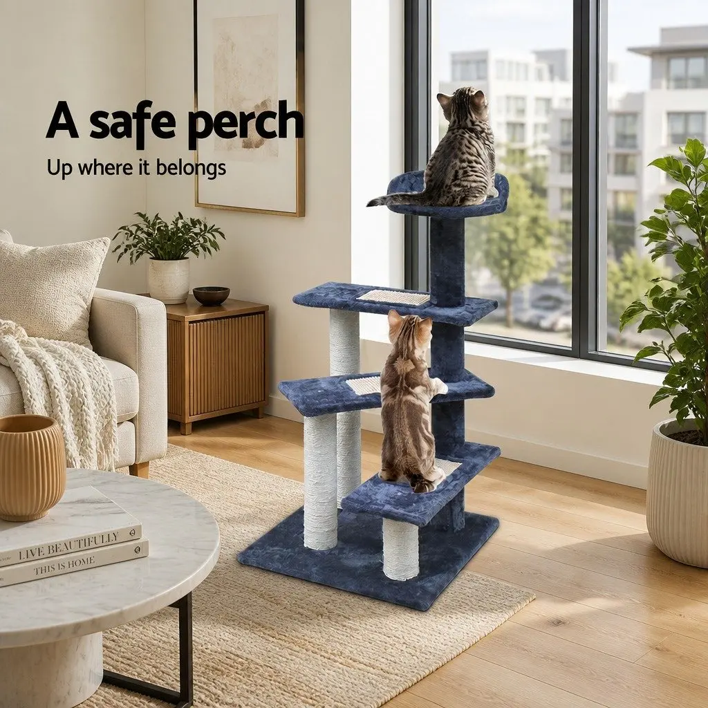 Cat Scratching Post Tree for Cats 100cm Multi-Level Condo with Platforms and Steps