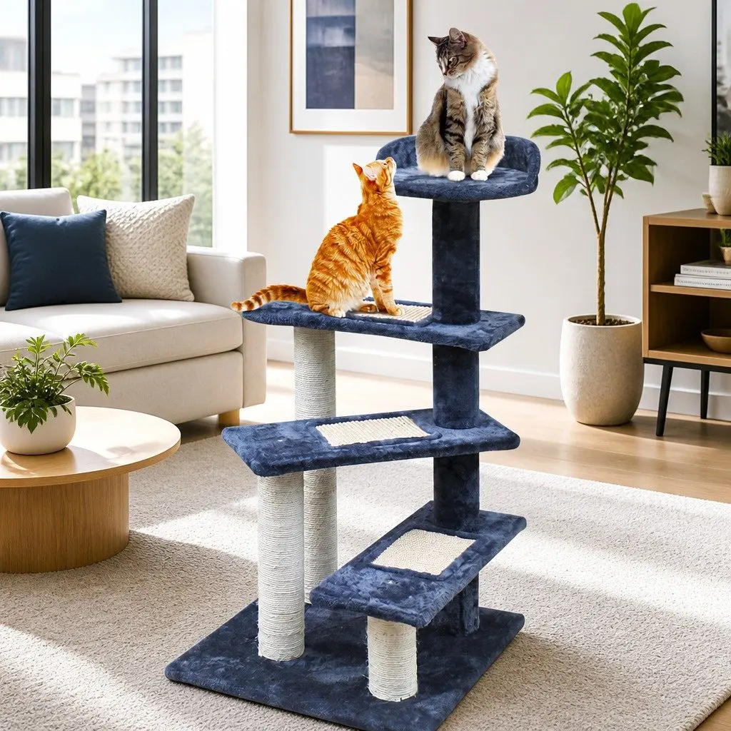 Cat Scratching Post Tree for Cats 100cm Multi-Level Condo with Platforms and Steps