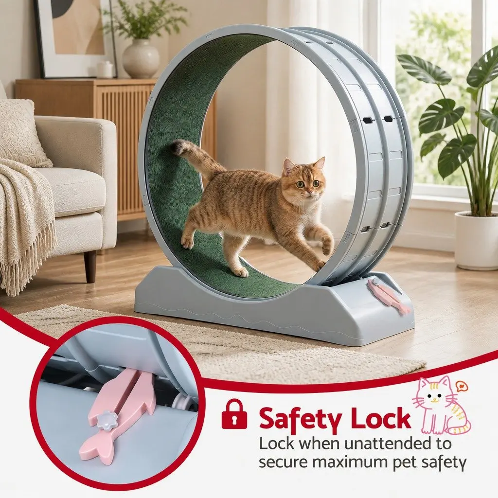 Cat Exercise Wheel Treadmill Indoor 78cm Mute Roller Safety Lock Detachable