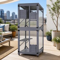 Pet Hutch Specifications - 180cm Wooden Multi-Tier Design
