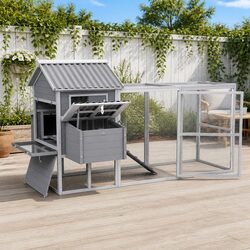 Spacious Outdoor Chicken Coop and Rabbit Hutch Dimensions: 228cm x 150cm x 130cm
