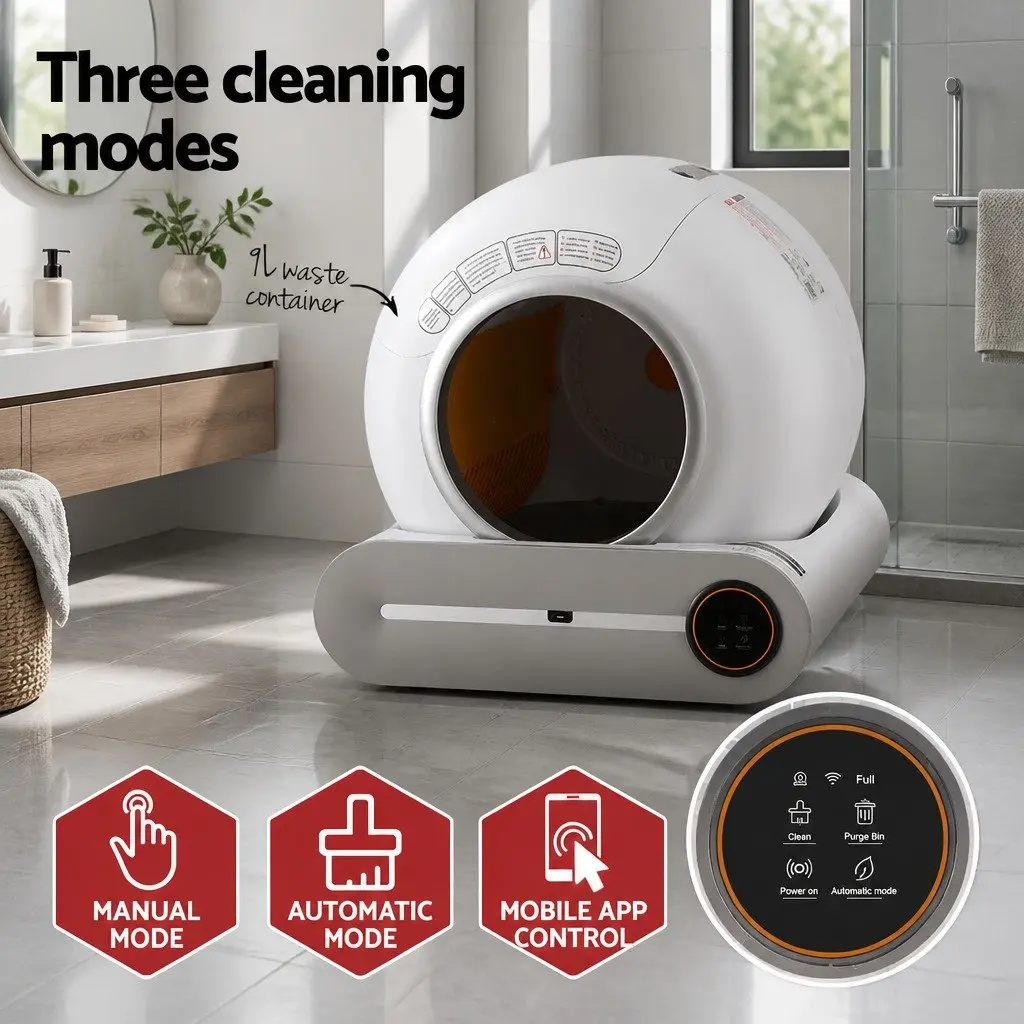 Automatic Self-Cleaning Cat Litter Box Smart App Control Large 9L Waste Capacity