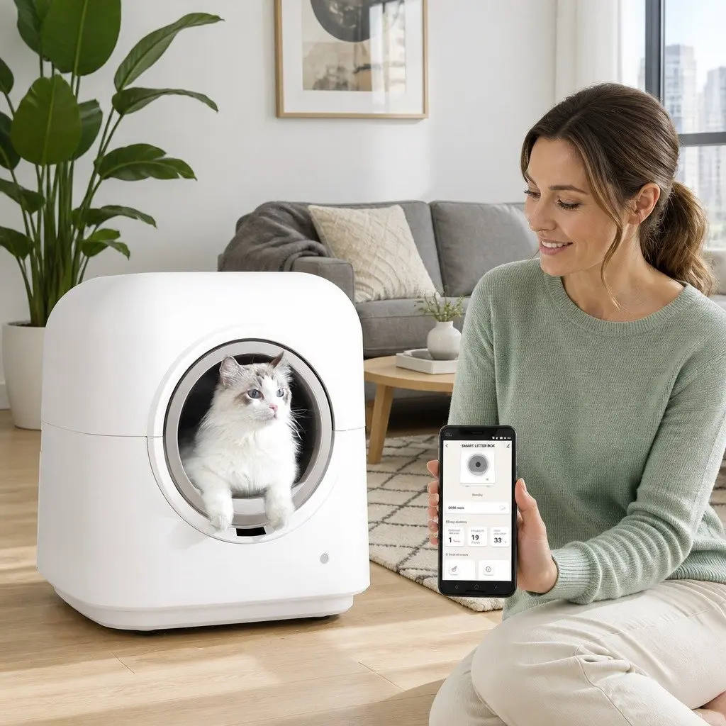 Automatic Cat Litter Box Smart Self-Cleaning Large Kitty Toilet App Control