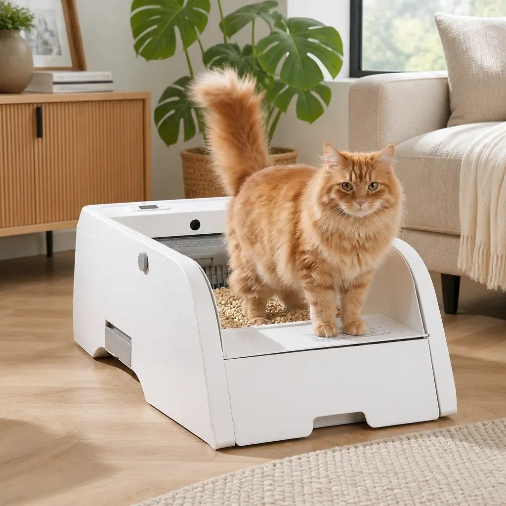 Automatic Cat Litter Box Smart Self-Cleaning Pet Toilet App Control White 5L