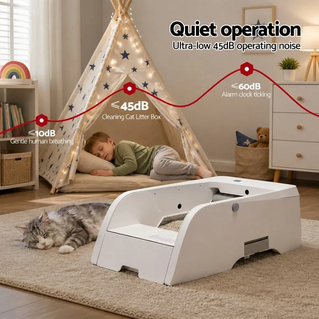 Automatic Cat Litter Box Smart Self-Cleaning Pet Toilet App Control White 5L