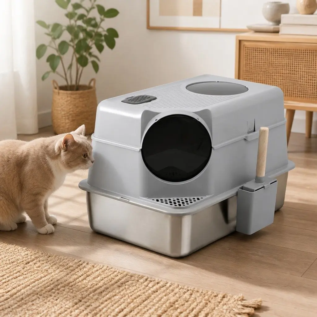 Large Stainless Steel Cat Litter Box Kit