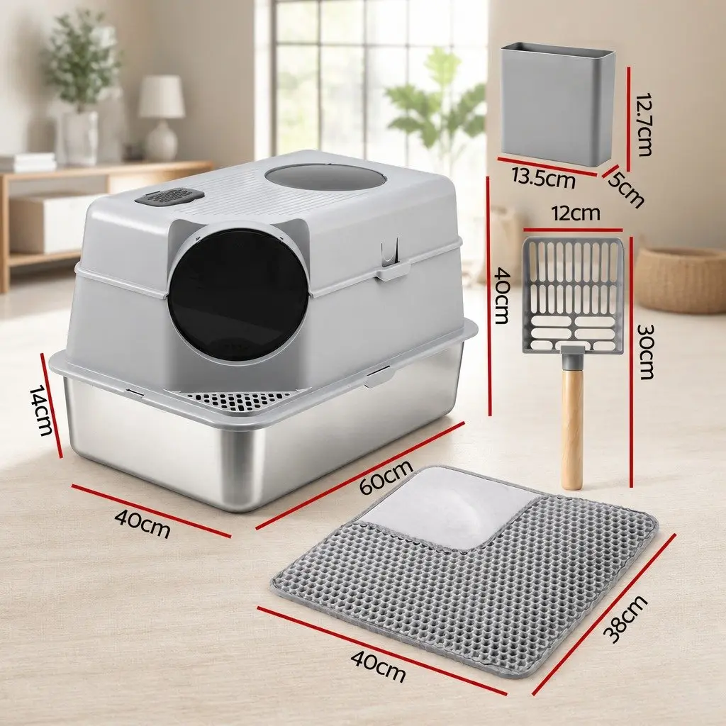 Large Stainless Steel Cat Litter Box Kit