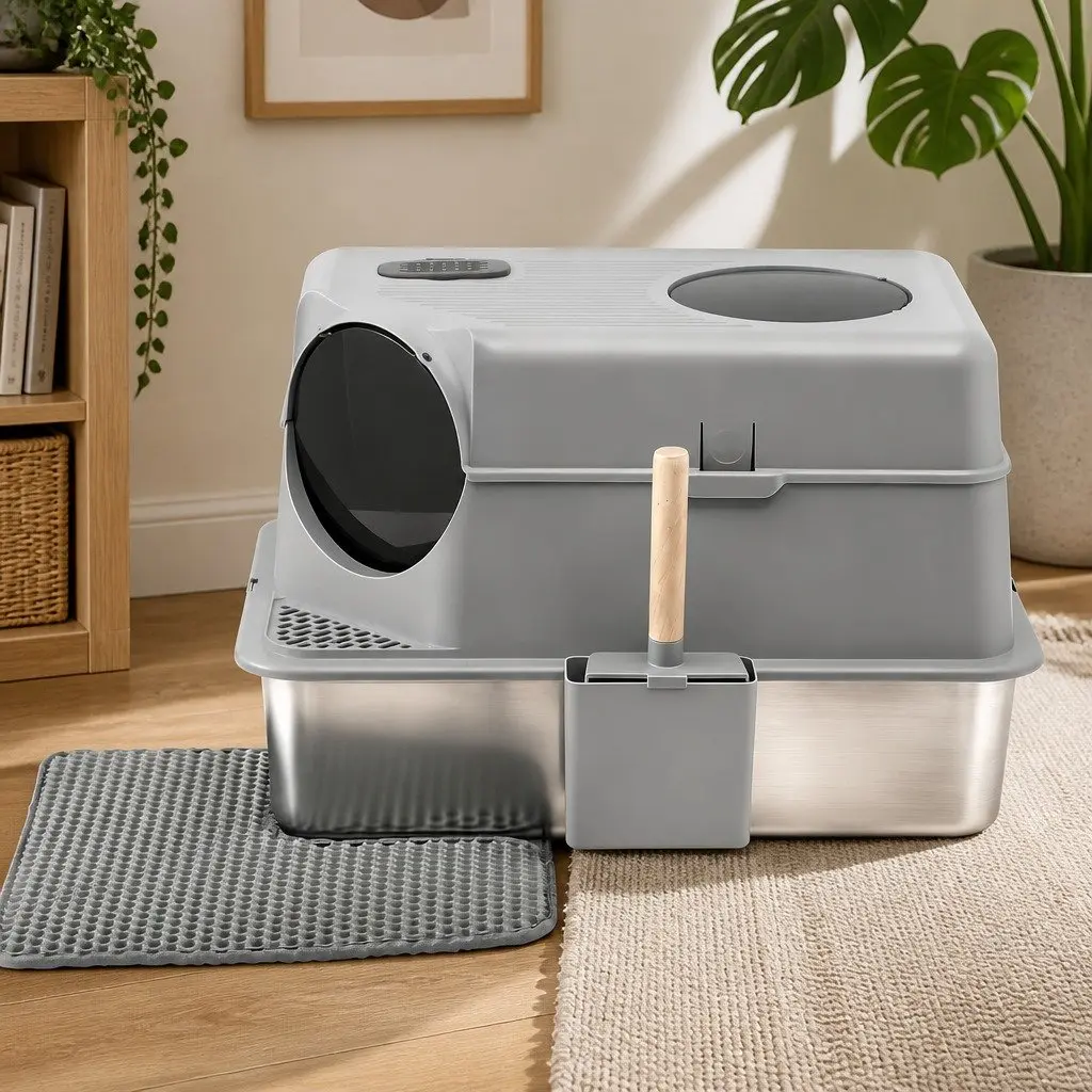 Large Stainless Steel Cat Litter Box Kit