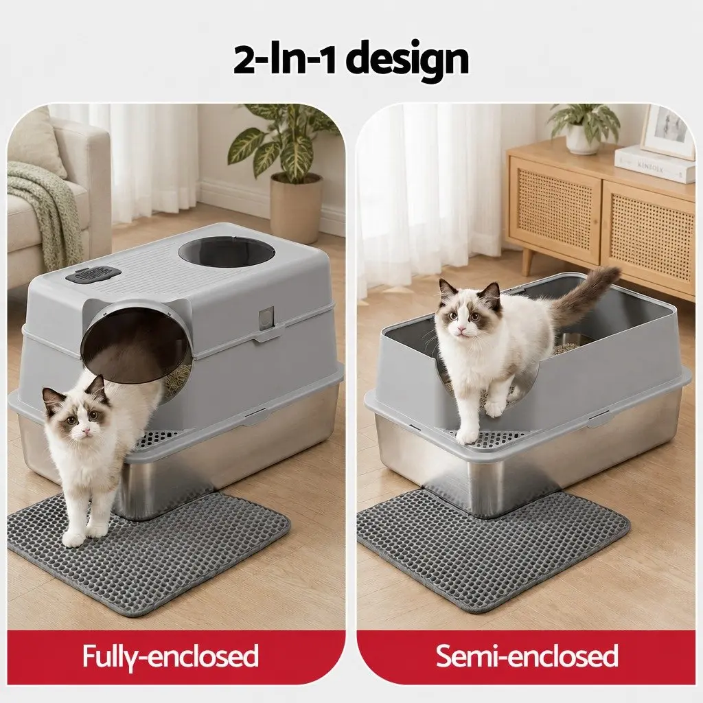 Large Stainless Steel Cat Litter Box Kit