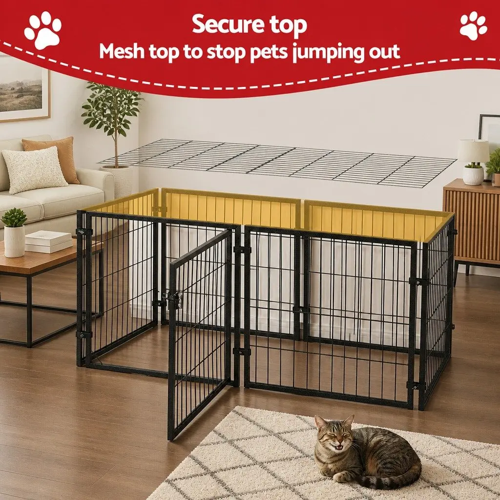 Dog Crate Cage Playpen for Home 129cm Black Metal