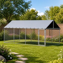Heavy Duty Silver Dog Kennel Outdoor Cage 2M x 4M