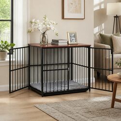 Dimensions: 93.5 x 63.5 x 74.5cm Dog Crate and Side Table