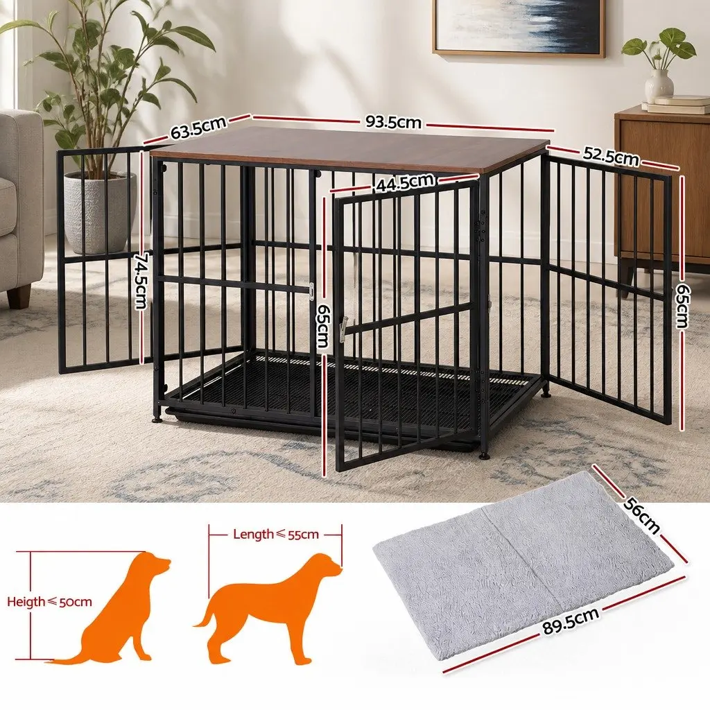 Dog Crate Furniture for Home 93cm Wooden Pet Cage Playpen Side Table Black