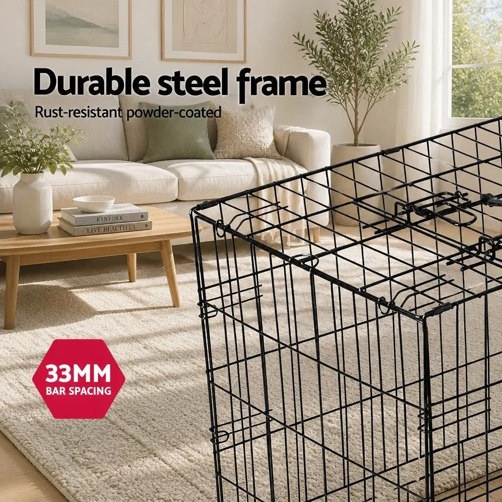 Dog Cage for Medium Pets 36 Inch Foldable 3 Door Black