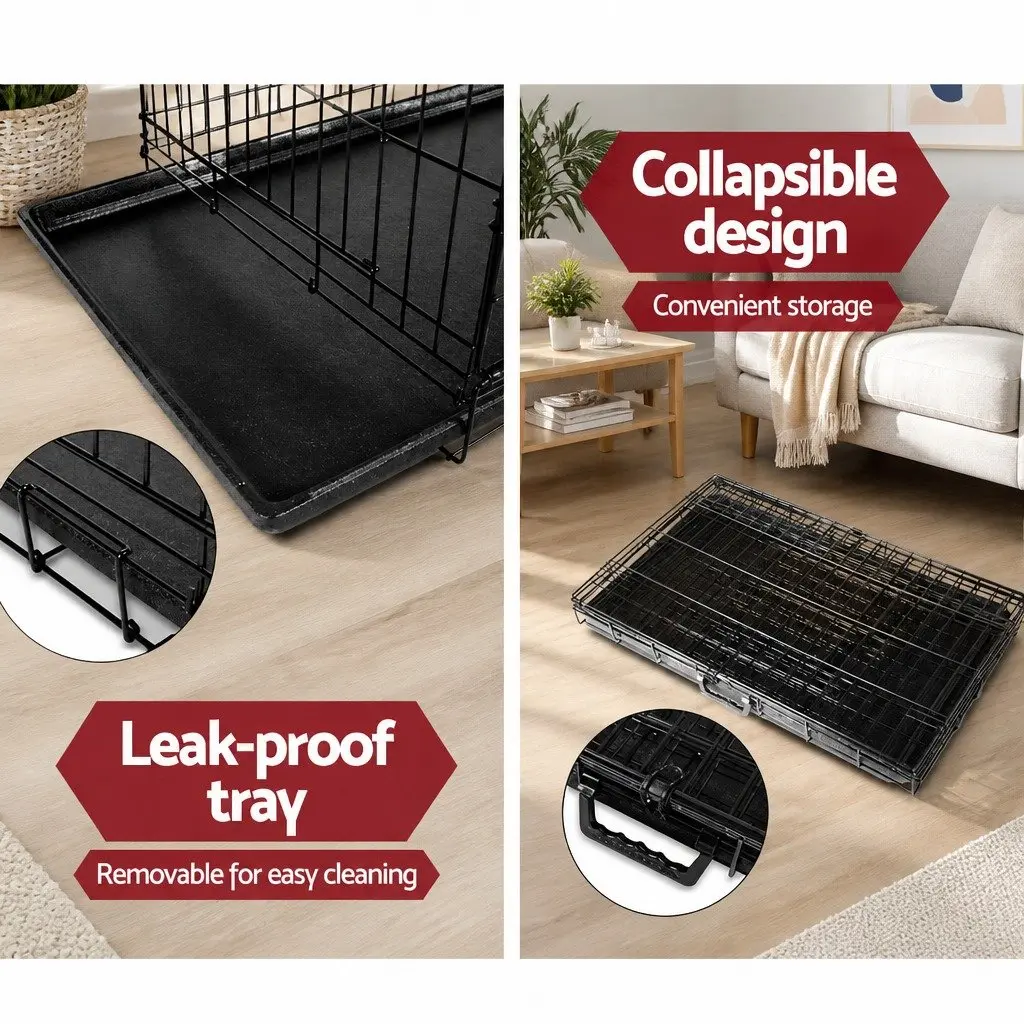 Dog Cage for Medium Pets 36 Inch Foldable 3 Door Black