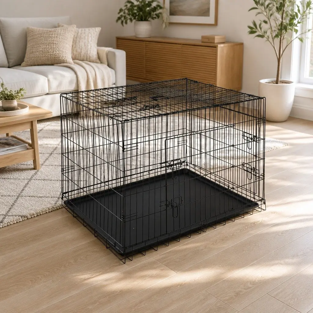42" Foldable Dog Cage with 3 Doors