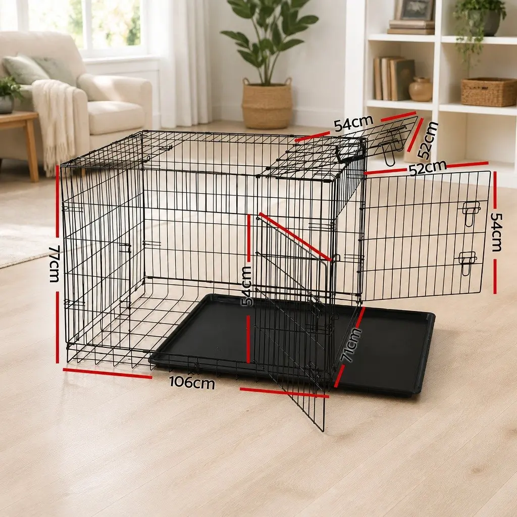 Dog Cage Crate 42" Large Kennel for Pet Containment with 3 Access Doors Foldable
