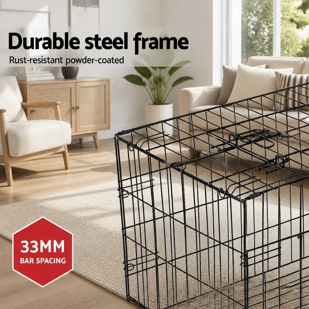 Dog Cage Crate 42" Large Kennel for Pet Containment with 3 Access Doors Foldable