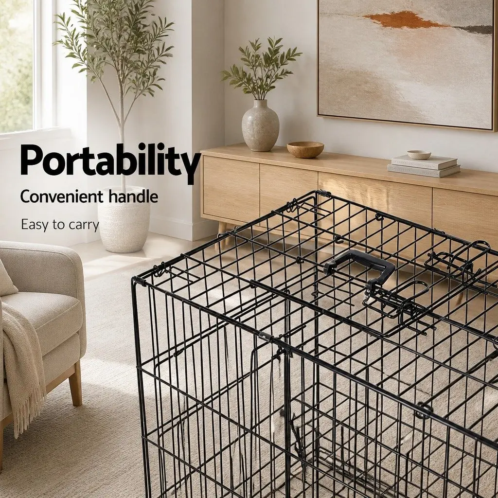 Dog Cage for Large Dogs 48 Inch Foldable Kennel with 3 Access Doors