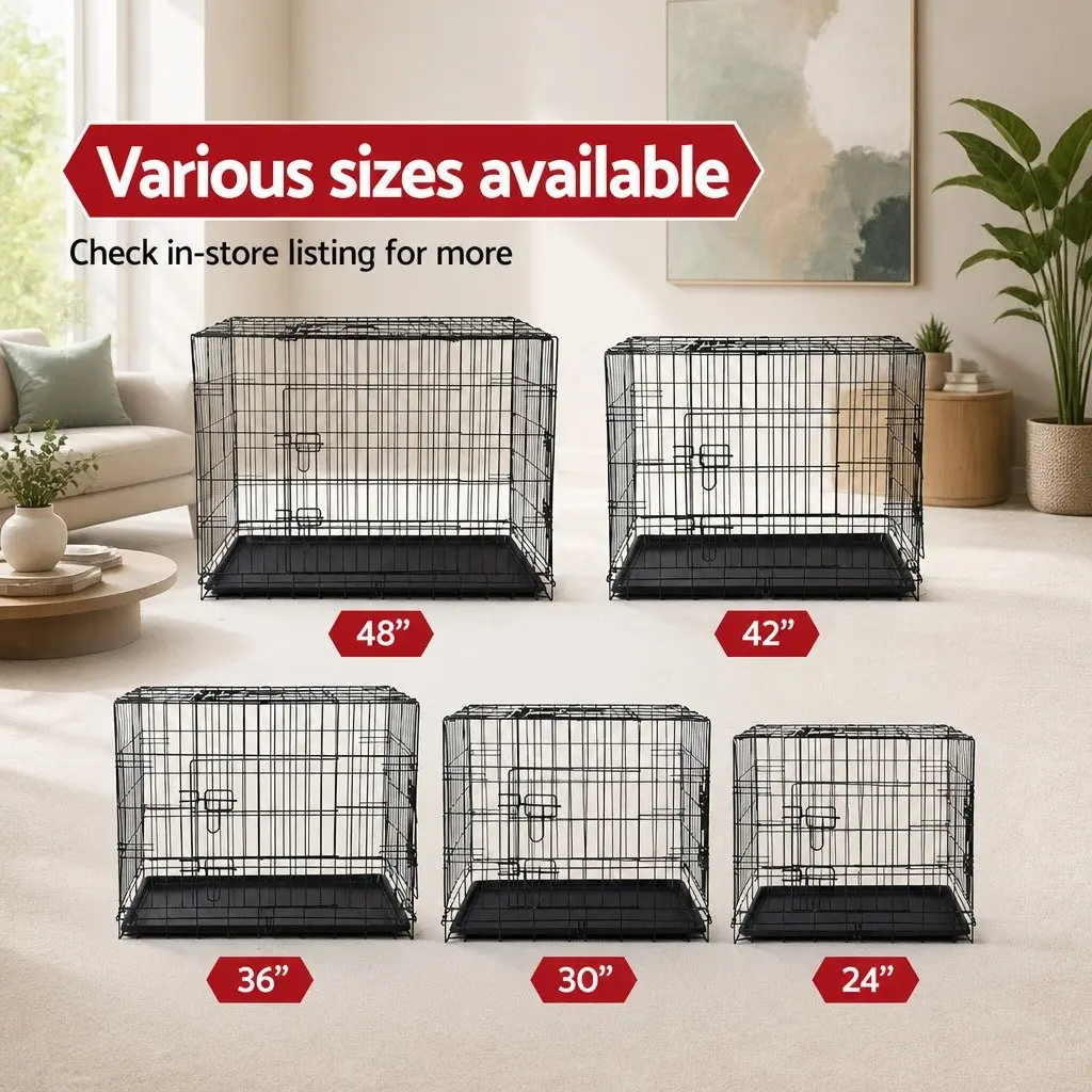 Dog Cage for Large Dogs 48 Inch Foldable Kennel with 3 Access Doors