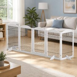 6-Panel Dog Playpen: 360cm x 85cm White Pet Fence