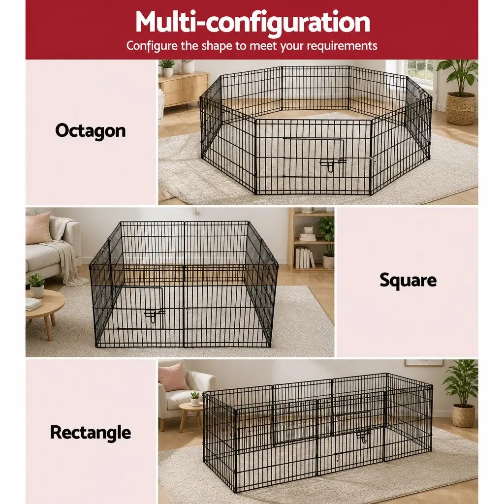 8 Panel Pet Playpen 24 Inch Exercise Pen Fence Enclosure Foldable Dog Cat Rabbit