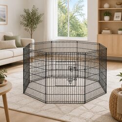 8 Panel Dog Playpen - 36 Inch Durable Steel Enclosure