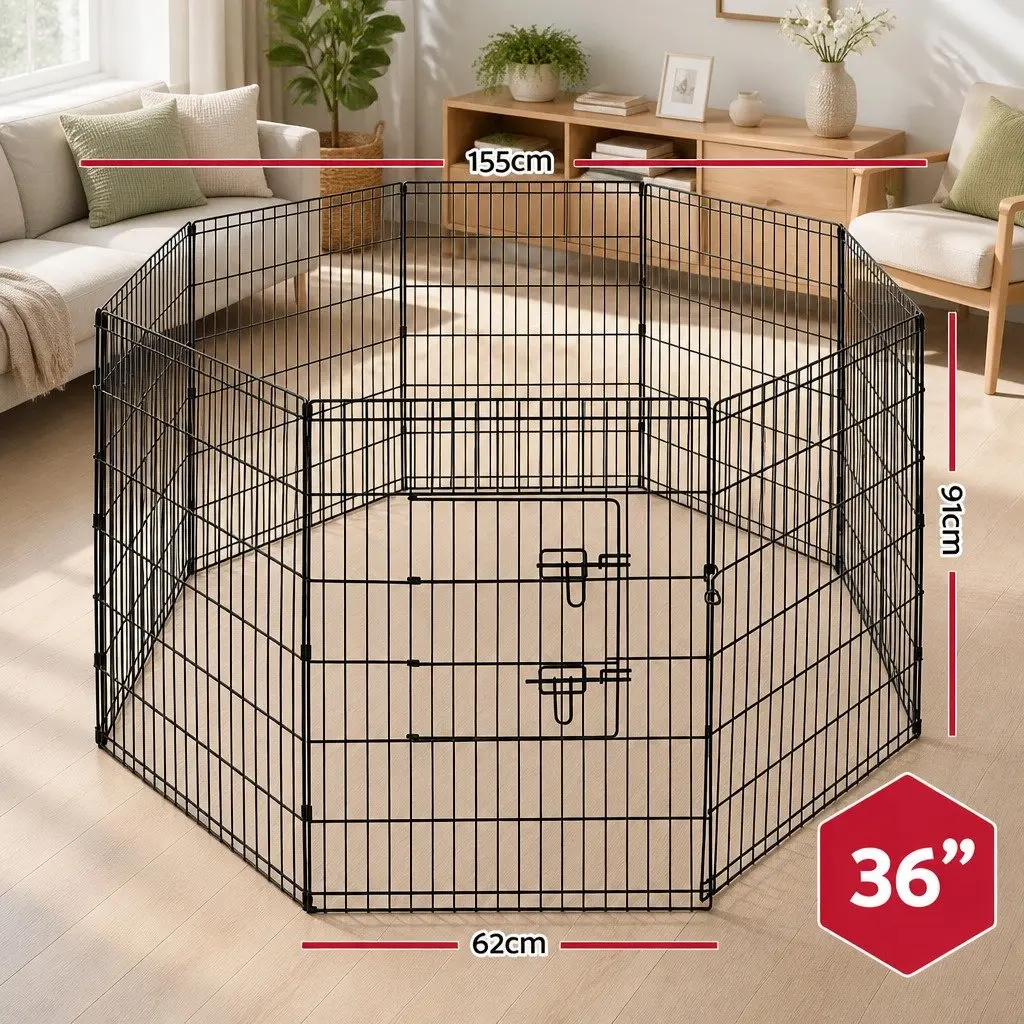 8 Panel Dog Playpen Exercise Cage Enclosure 36 Inches