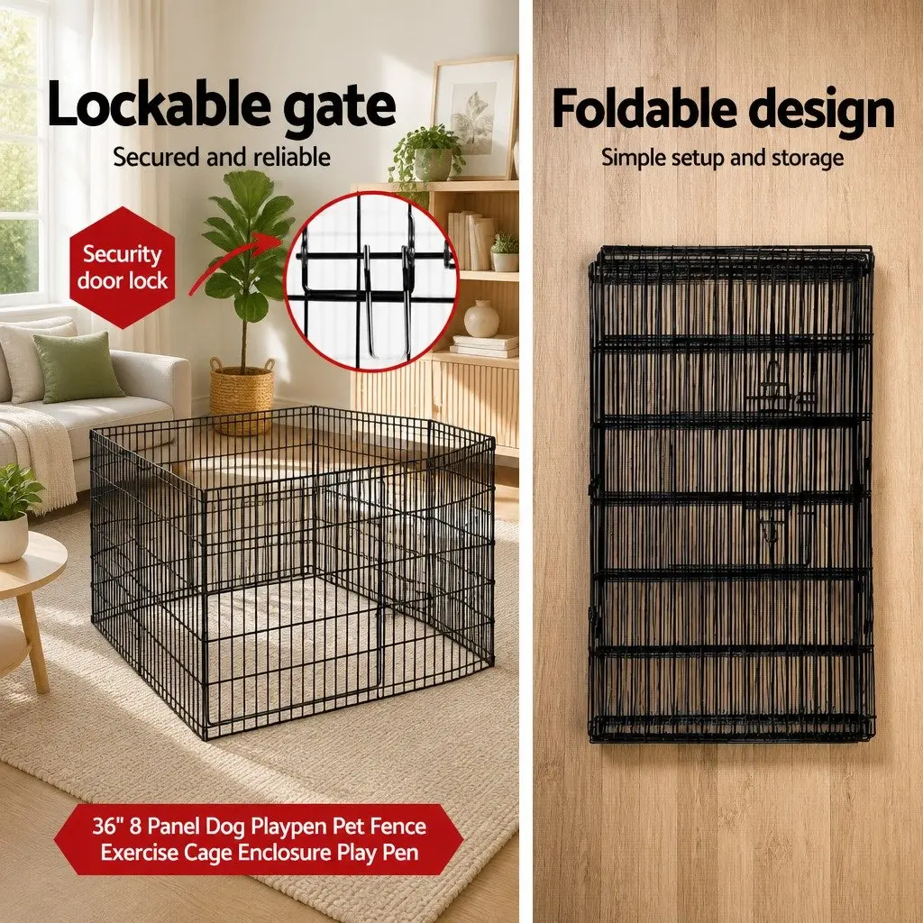 8 Panel Dog Playpen Exercise Cage Enclosure 36 Inches