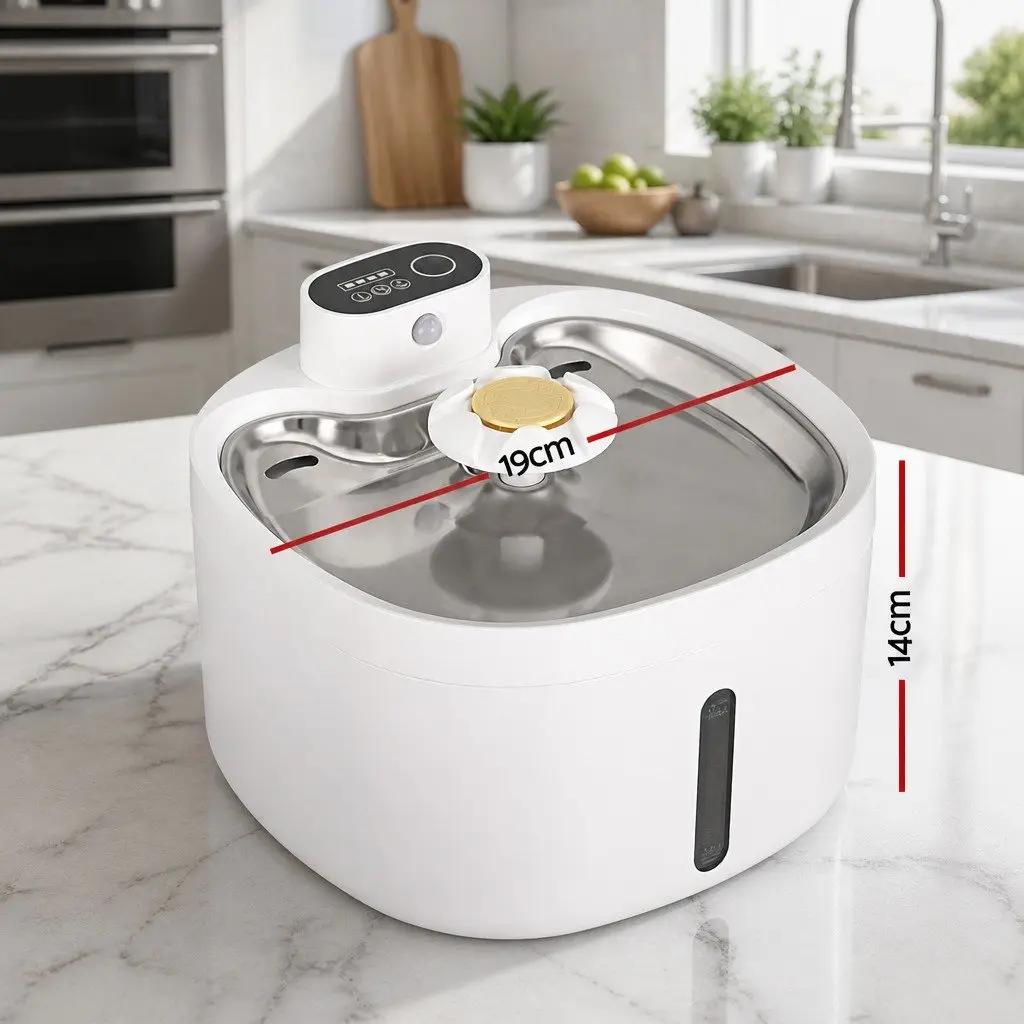 Automatic Pet Water Fountain Feeder for Dogs and Cats 2.6L White