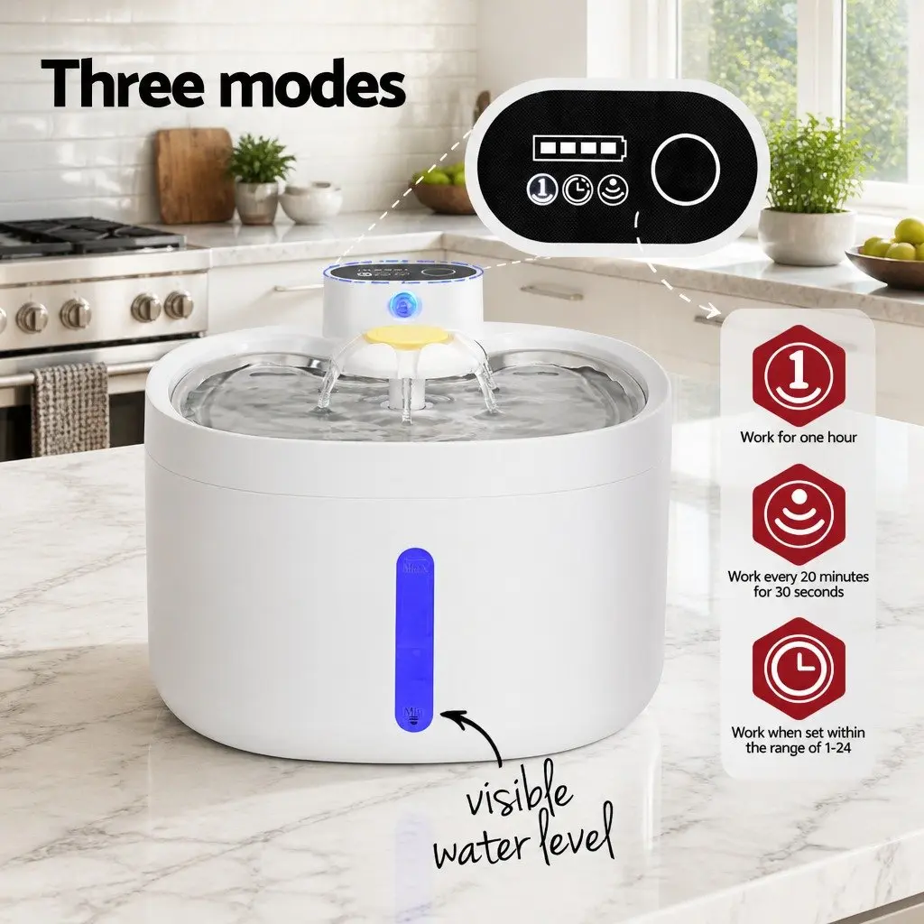 Automatic Pet Water Fountain Feeder for Dogs and Cats 2.6L White