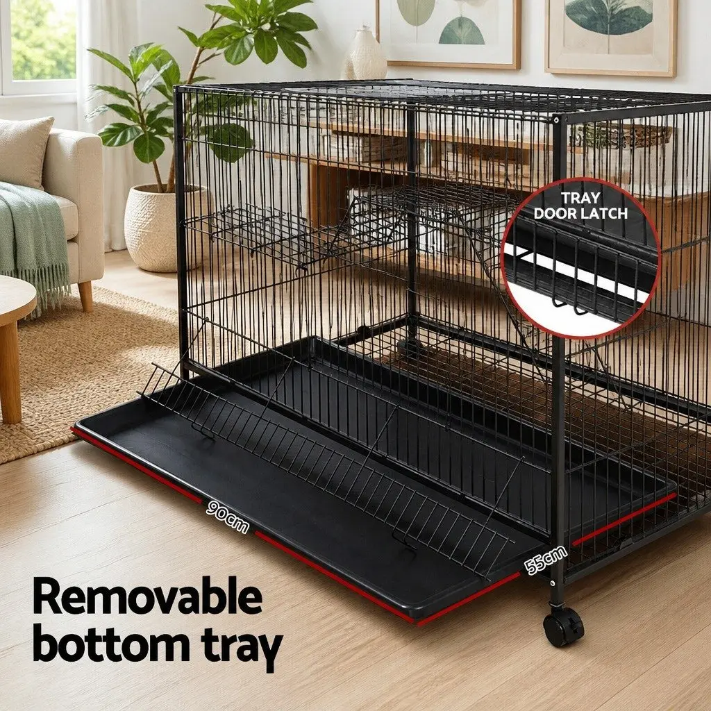 Rabbit Cage Hutch Multi-Level Small Animal Habitat 142cm Height