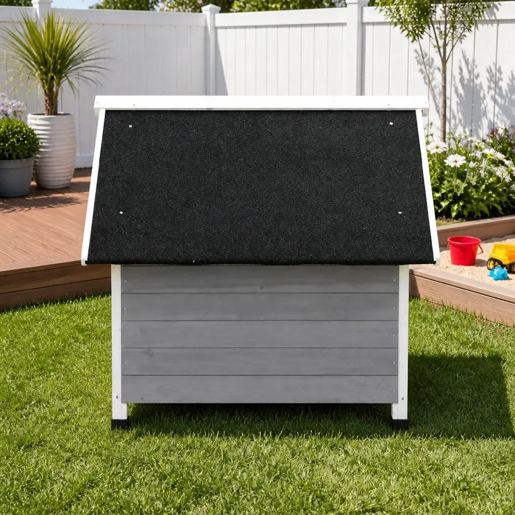Dog Kennel Wooden Outdoor Indoor Large Grey 78cm W x 89cm D x 81cm H
