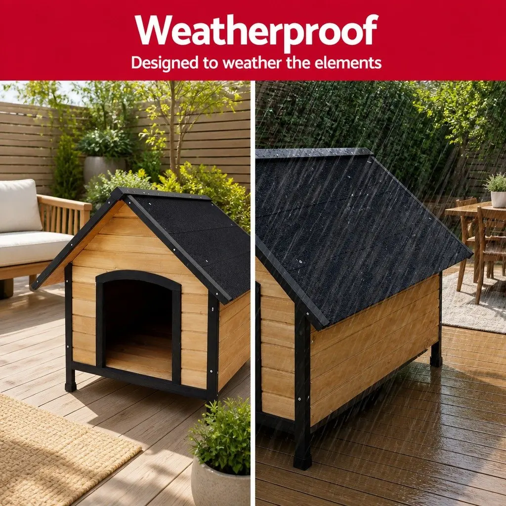 Extra Large Wooden Dog Kennel Outdoor House 90cm W x 75cm D x 100cm H