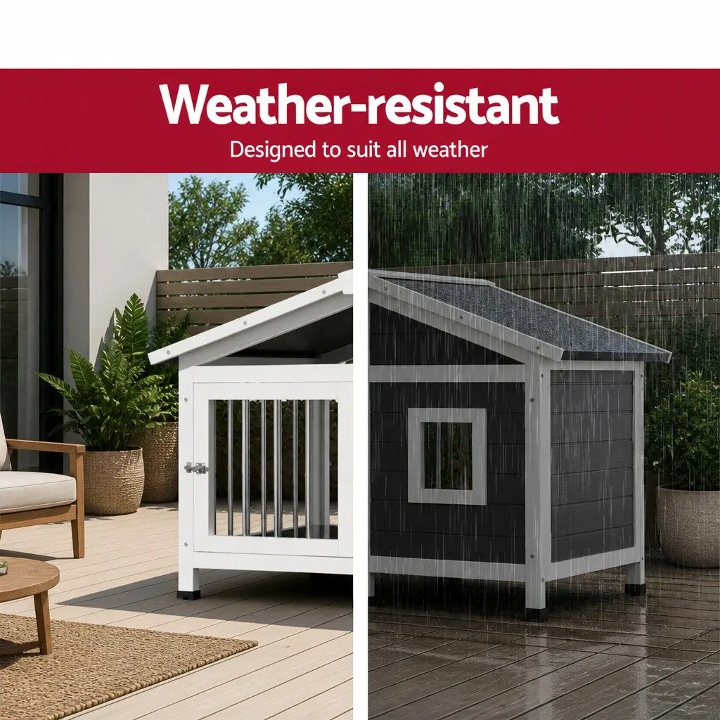 Dog Kennel House Indoor Outdoor Large Wooden Puppy Cabin Pet Home Shelter 99.5cm x 78cm x 75cm